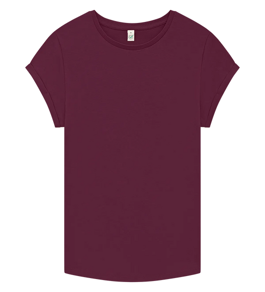 EP16-SBU3 - Women's Rolled Sleeve T-shirt - Stone Washed Burgundy