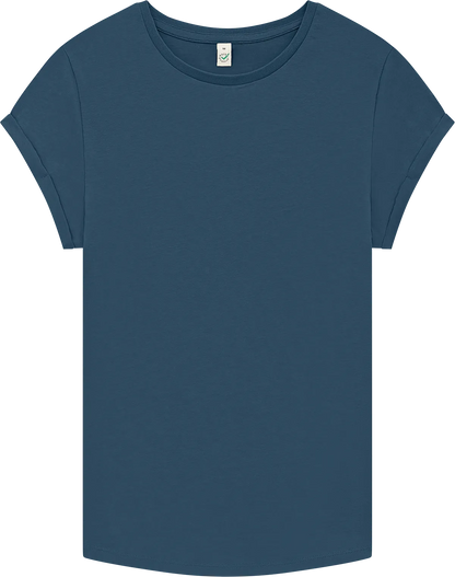 EP16-SDE3 - Earth Positive® Women's Rolled Sleeve T-shirt - Stone Washed Denim
