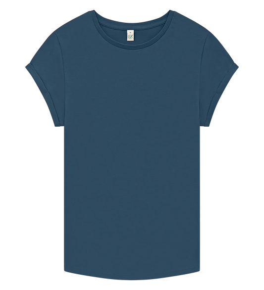 EP16-SDE0 - Women's Rolled Sleeve T-shirt - Stone Washed Denim