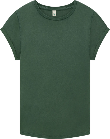 EP16-SGR5 - Earth Positive® Women's Rolled Sleeve T-shirt - Stone Washed Green