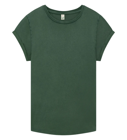 EP16-SGR5 - Women's Rolled Sleeve T-shirt - Stone Washed Green