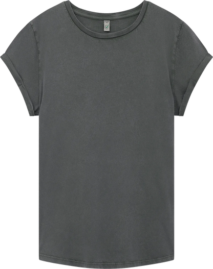 EP16-SGY1 - Earth Positive® Women's Rolled Sleeve T-shirt - Stone Washed Grey