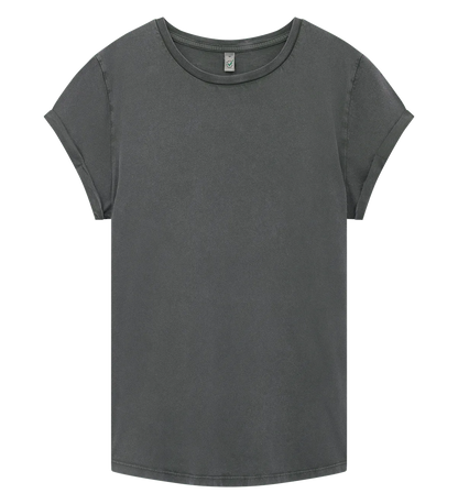 EP16-SGY1 - Women's Rolled Sleeve T-shirt - Stone Washed Grey