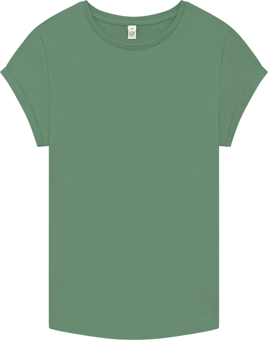 EP16-SSAG2 - Earth Positive® Women's Rolled Sleeve T-shirt - Stone Washed Sage Green