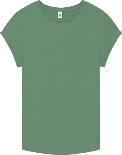 EP16-SSAG0 - Earth Positive® Women's Rolled Sleeve T-shirt - Stone Washed Sage Green