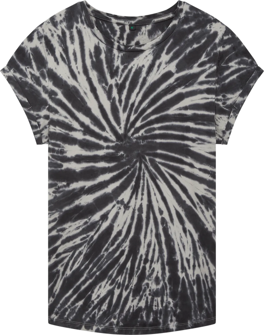 EP16-TDBL3 - Earth Positive® Women's Rolled Sleeve T-shirt - Tie Dye Black