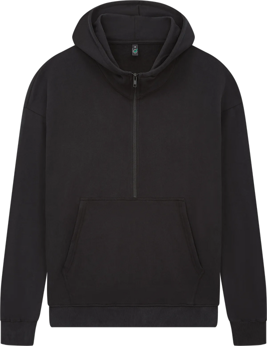 EP304-SUBL4 - Earth Positive® Half Zip Hoodie - Sueded Black