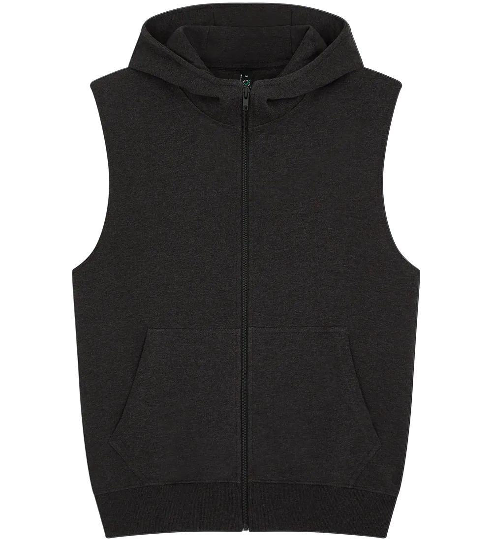 EP309-BLHE2 - Sleeveless Full Zip Hoodie - Black Heather