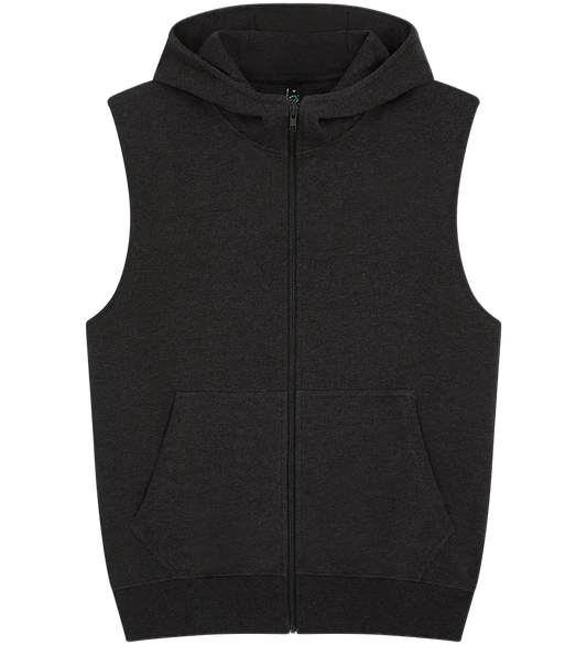 EP309-BLHE3 - Sleeveless Full Zip Hoodie - Black Heather