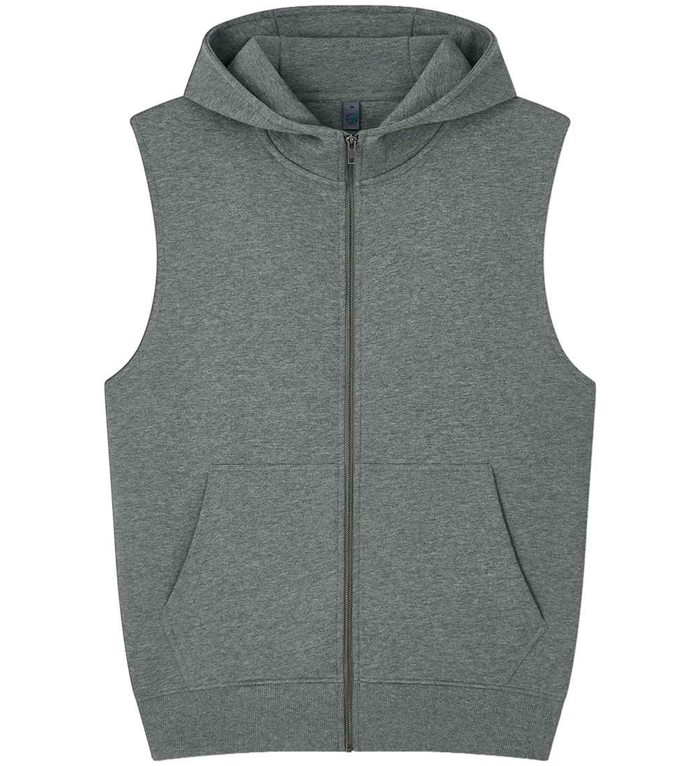 EP309-DHE2 - Sleeveless Full Zip Hoodie - Dark Heather