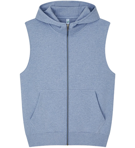 EP309-LBHE1 - Sleeveless Full Zip Hoodie - Light Blue Heather