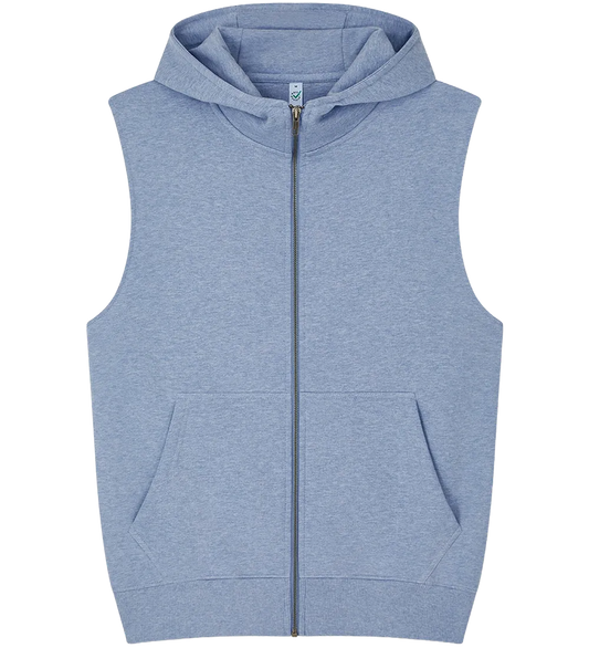 EP309-LBHE3 - Sleeveless Full Zip Hoodie - Light Blue Heather