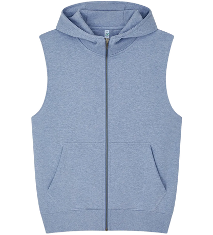 EP309-LBHE4 - Sleeveless Full Zip Hoodie - Light Blue Heather