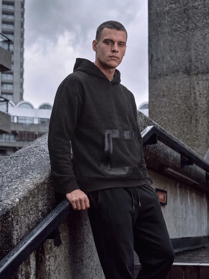 EP311 - Vegan Leather Panel Hoodie
