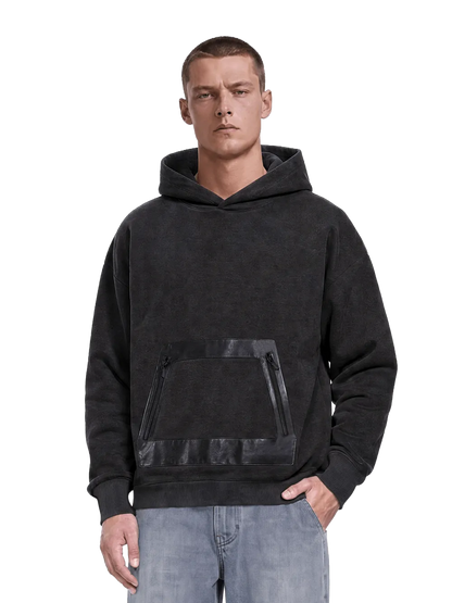 EP311 - Vegan Leather Panel Hoodie