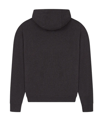 EP311-BLHE0 - Vegan Leather Panel Hoodie - Black Heather