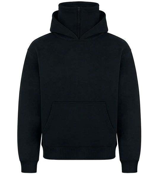 EP313-BL2 - Super High Neck Hoodie - Black