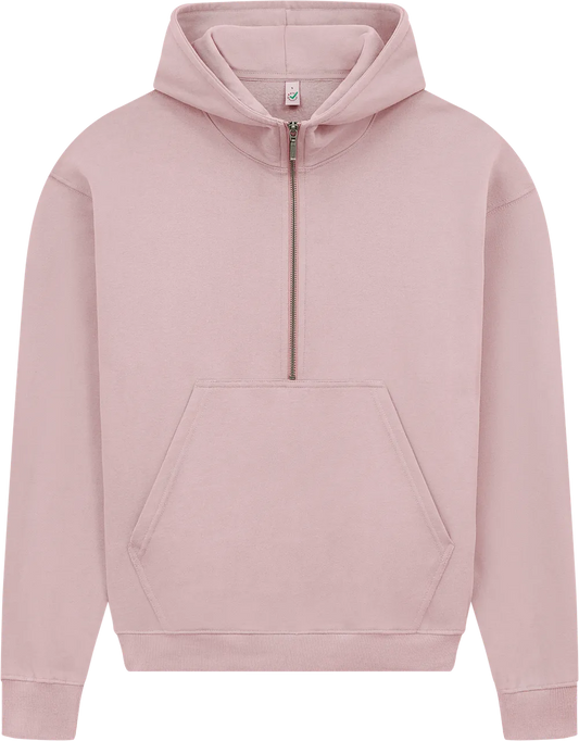 EP314-SUPR1 - Women's Half Zip Hoodie - Sueded Miami Pink