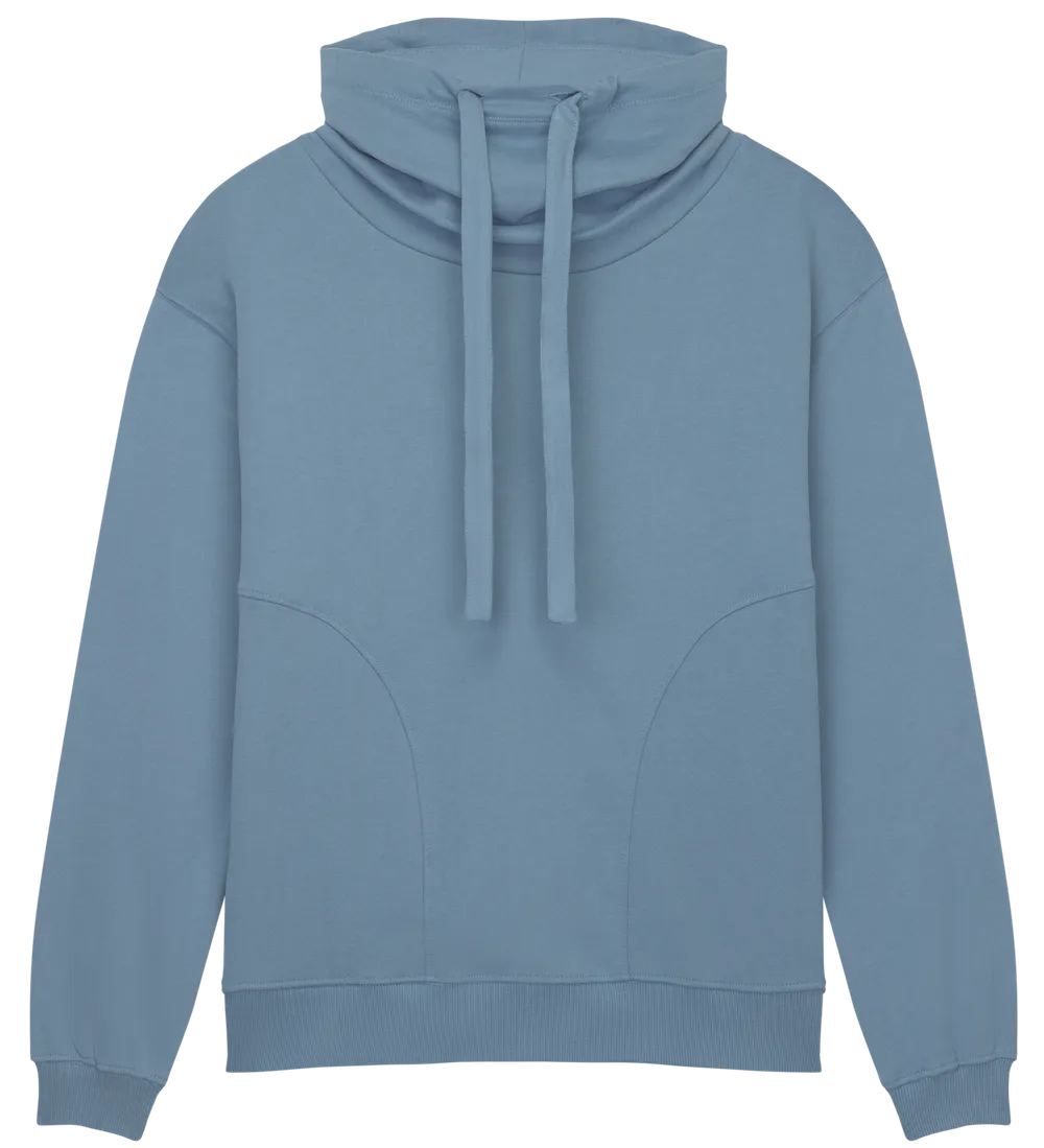 EP315-SUBD0 - Women's Funnel Neck Sweatshirt - Sueded Blue Dusk
