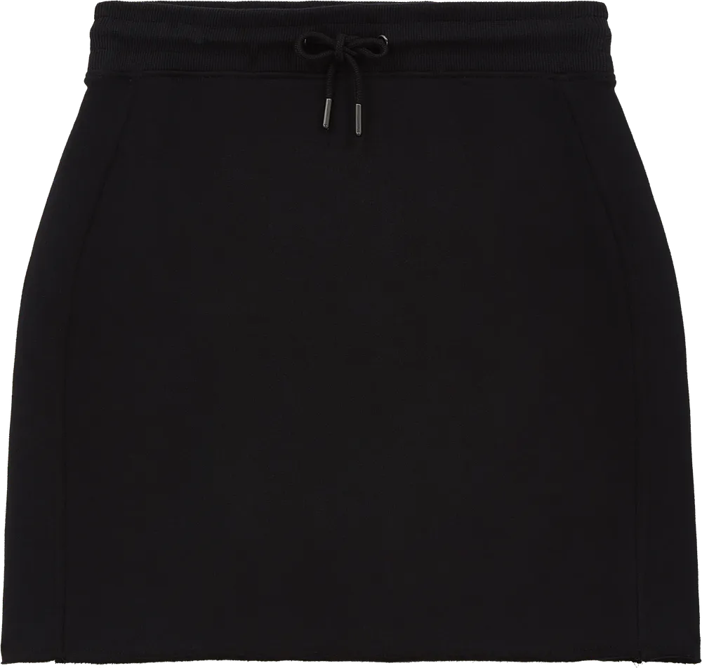 EP342-SUBL4 - Raw Hem Skirt - Sueded Black