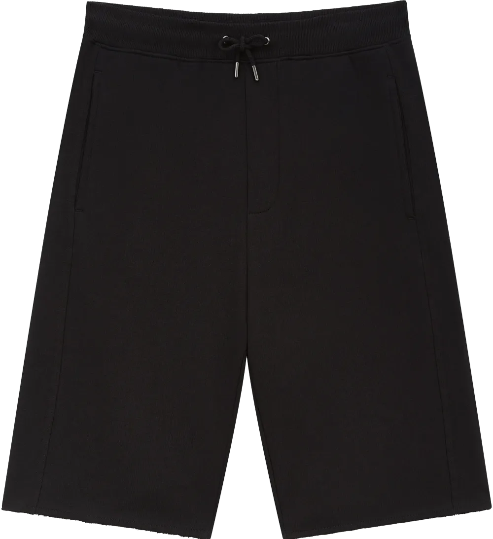 EP344-BL6 - Raw Hem Sweat Shorts - Black