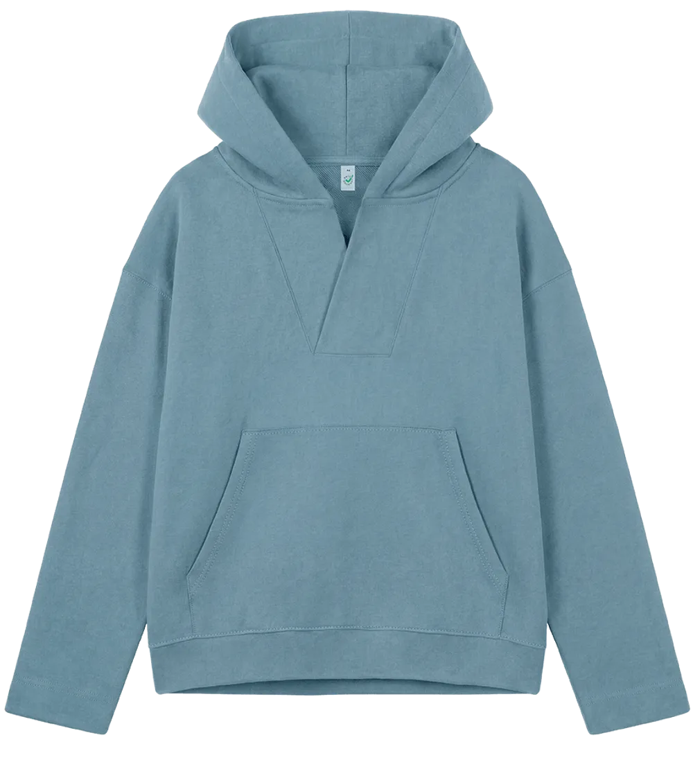 EP400-BD00 - Women's V-Neck Hoodie - Blue Dusk