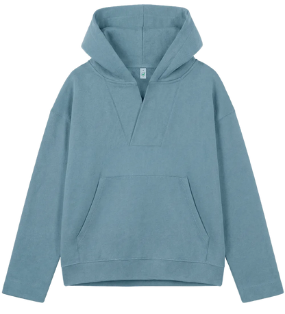 EP400-BD00 - Women's V-Neck Hoodie - Blue Dusk