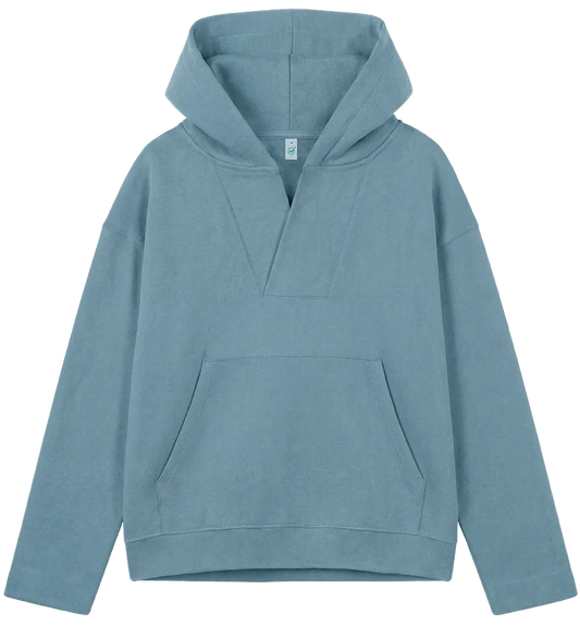 EP400-BD5 - Women's V-Neck Hoodie - Blue Dusk