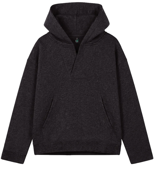 EP400-BLHE00 - Women's V-Neck Hoodie - Black Heather