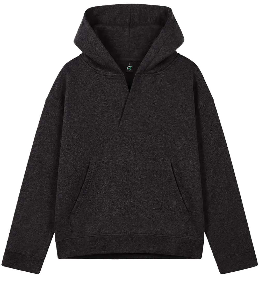 EP400-BLHE3 - Women's V-Neck Hoodie - Black Heather