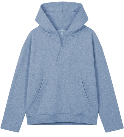 EP400-LBHE1 - Women's V-Neck Hoodie - Light Blue Heather
