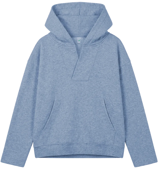 EP400-LBHE5 - Women's V-Neck Hoodie - Light Blue Heather