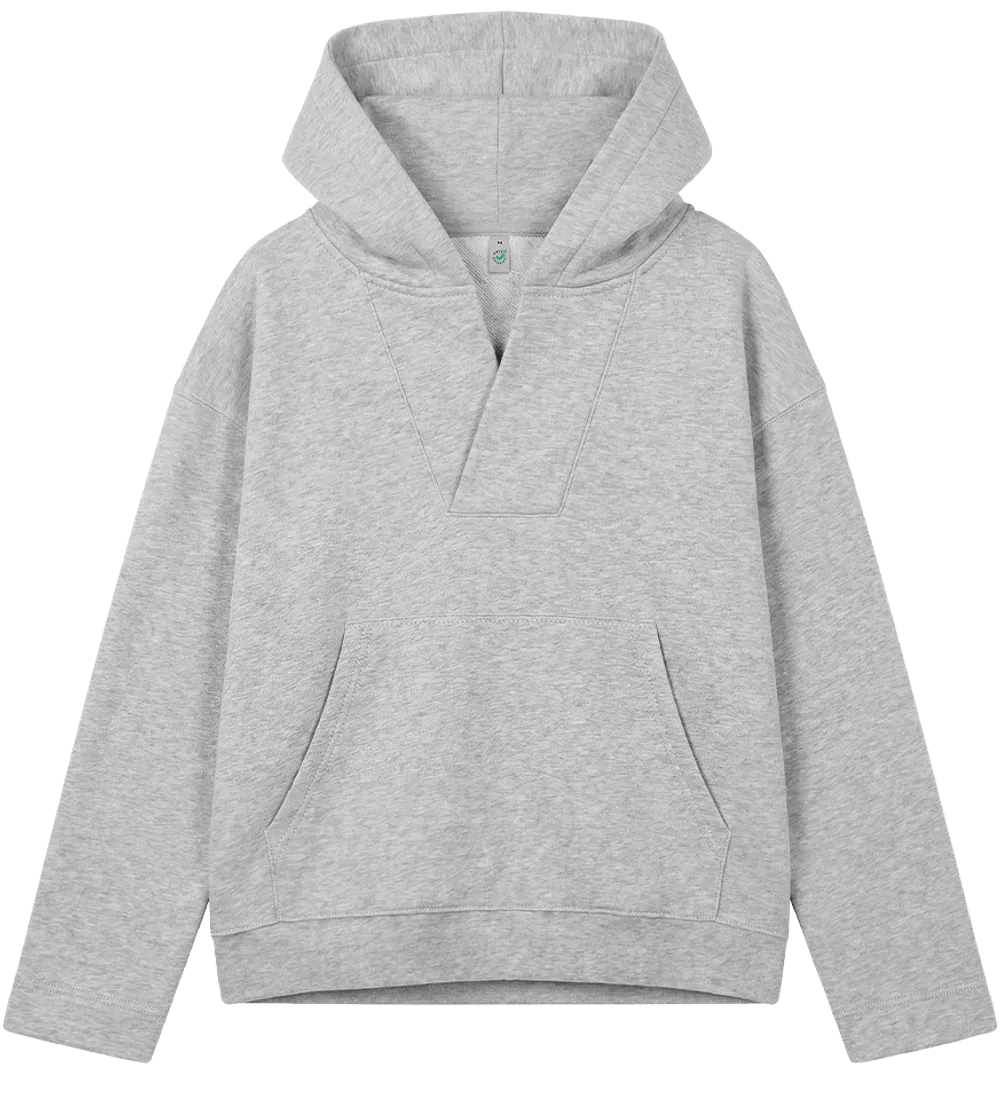 EP400-LHE1 - Women's V-Neck Hoodie - Light Heather