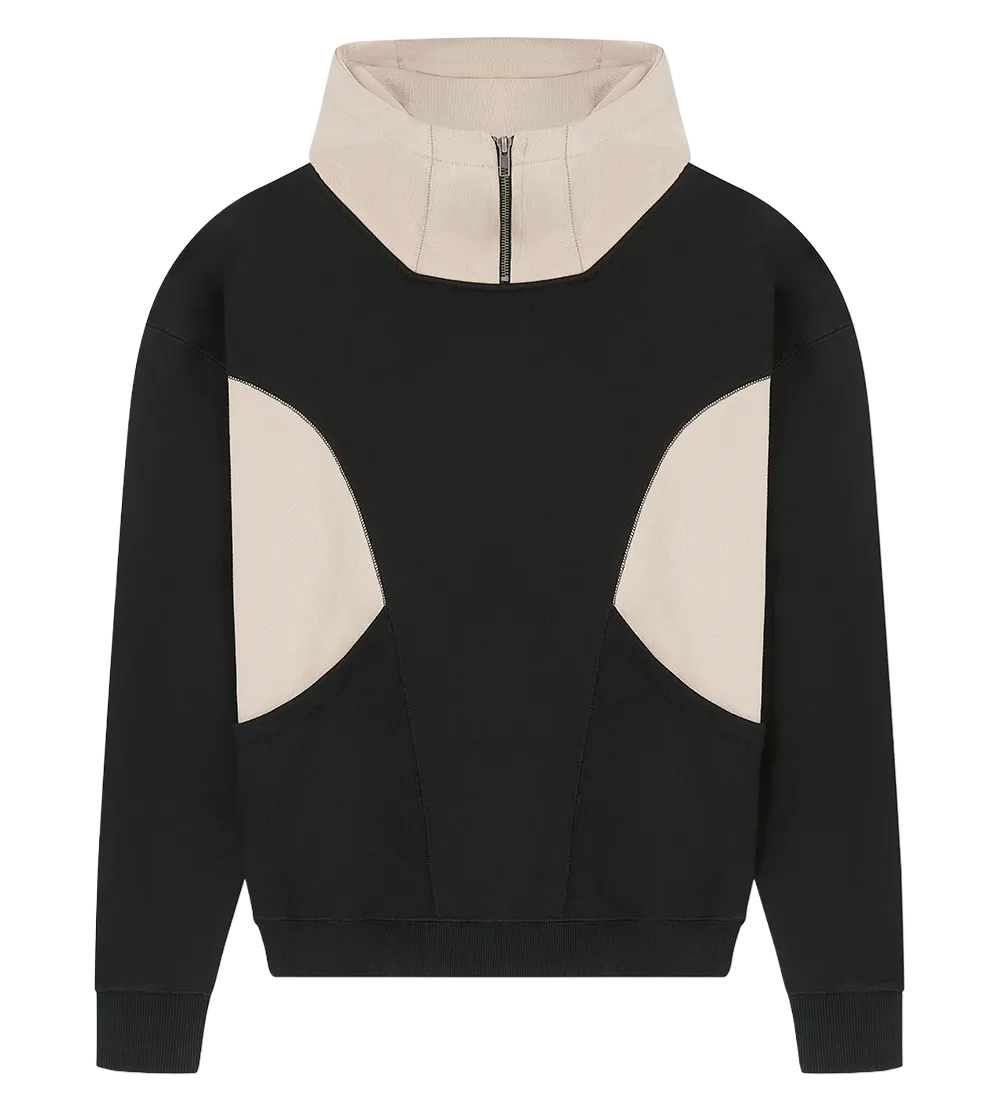 EP550-BLFA0 - Colour Panelled Hoodie - Black/Fawn
