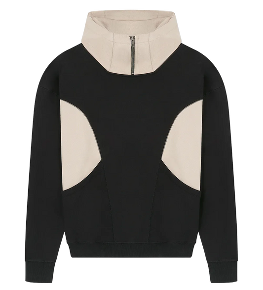EP550-BLFA3 - Colour Panelled Hoodie - Black/Fawn
