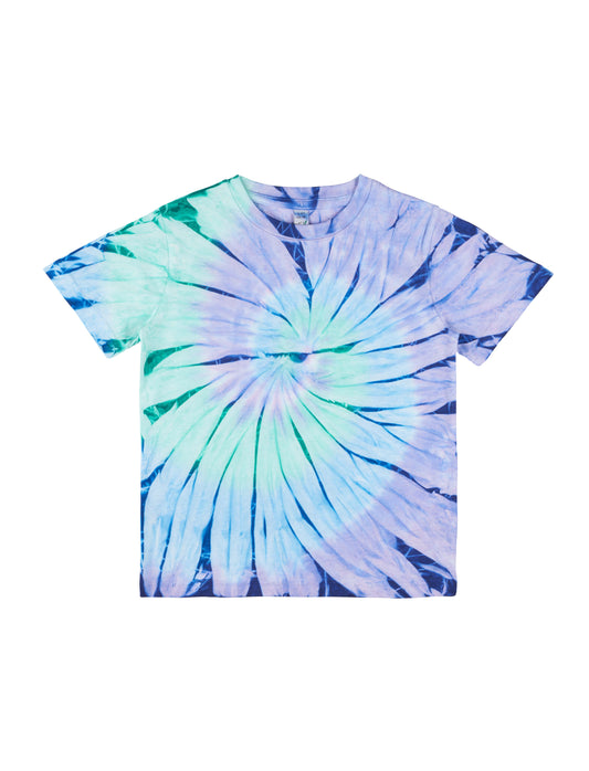 Earth Positive® Children's T-shirt - Tie Dye Blue Green - 7-8 Yrs / 122-128 cm